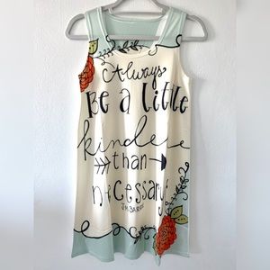 NWT SLEEVELESS CASUAL T-SHIRT A-LINE MINI DRESS PRINT CREWNECK BEACH TANK